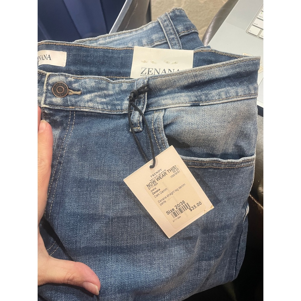 ZENANA Dark Wash Straight Leg Denim Jeans Women Size 20 36 - Picture 3 of 5